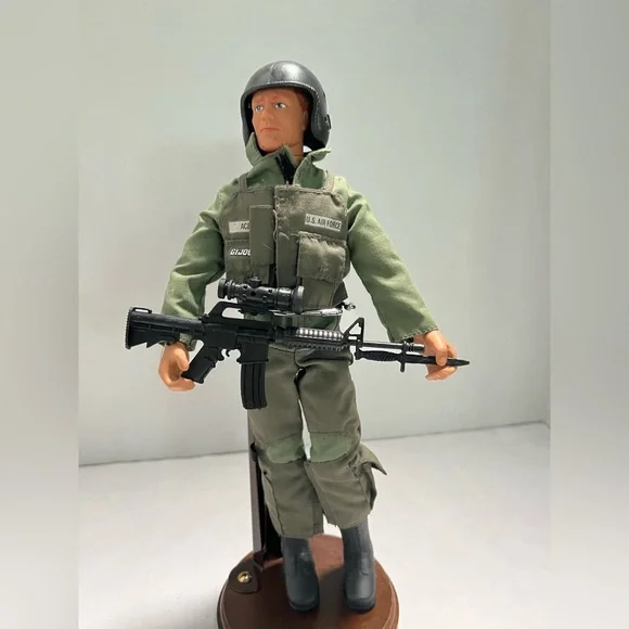 Vintage GI Joe Action Figure, Hasbro AIR FORCE Red flocked, Hair ScarFace